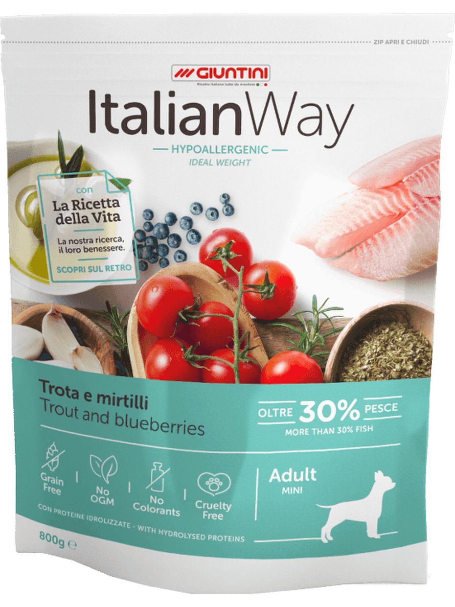 Italian Way корм для собак мелких пород, форель, с черникой (1,5 кг)