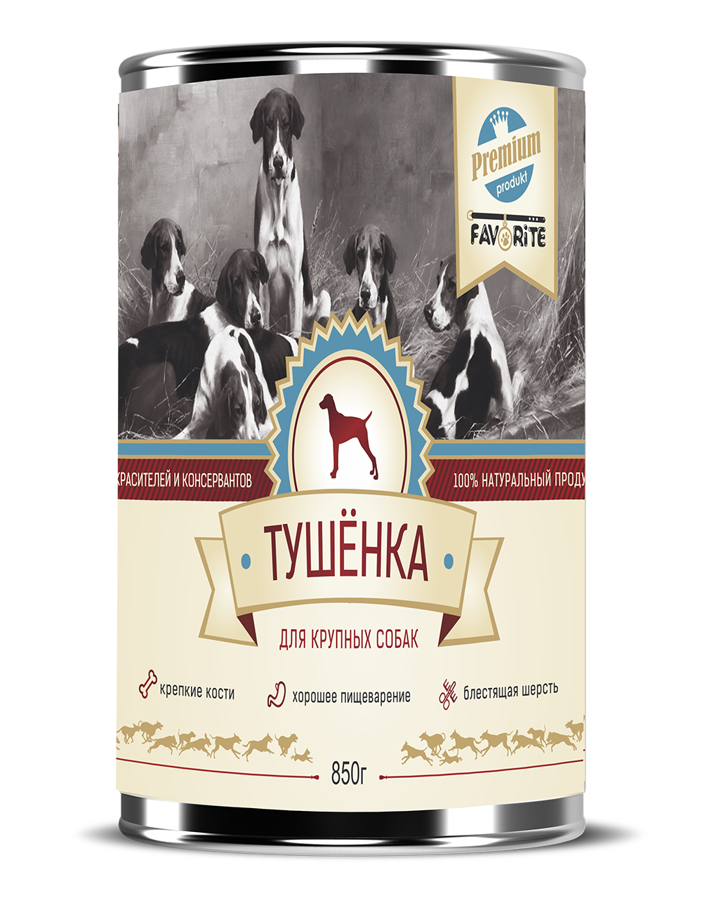 FAVORITE Premium влажный корм для взрослых собак крупных пород, тушенка