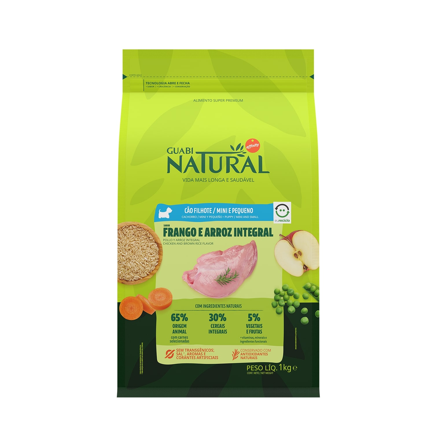 Guabi Natural корм для щенков малых пород, цыпленок и коричневый рис (1 кг)