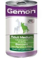 Gemon влажный корм для взрослых собак средних пород, кусочки ягненка с рисом (12шт в уп)