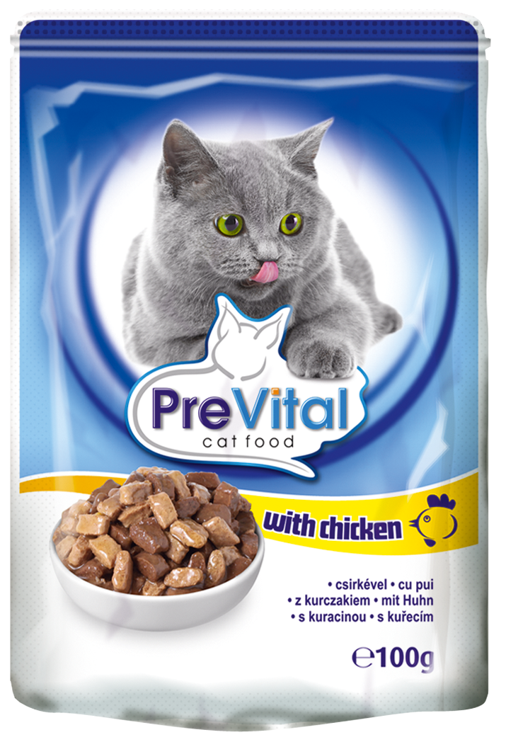 Prevital консервы для взрослых кошек всех пород, с курицей в соусе