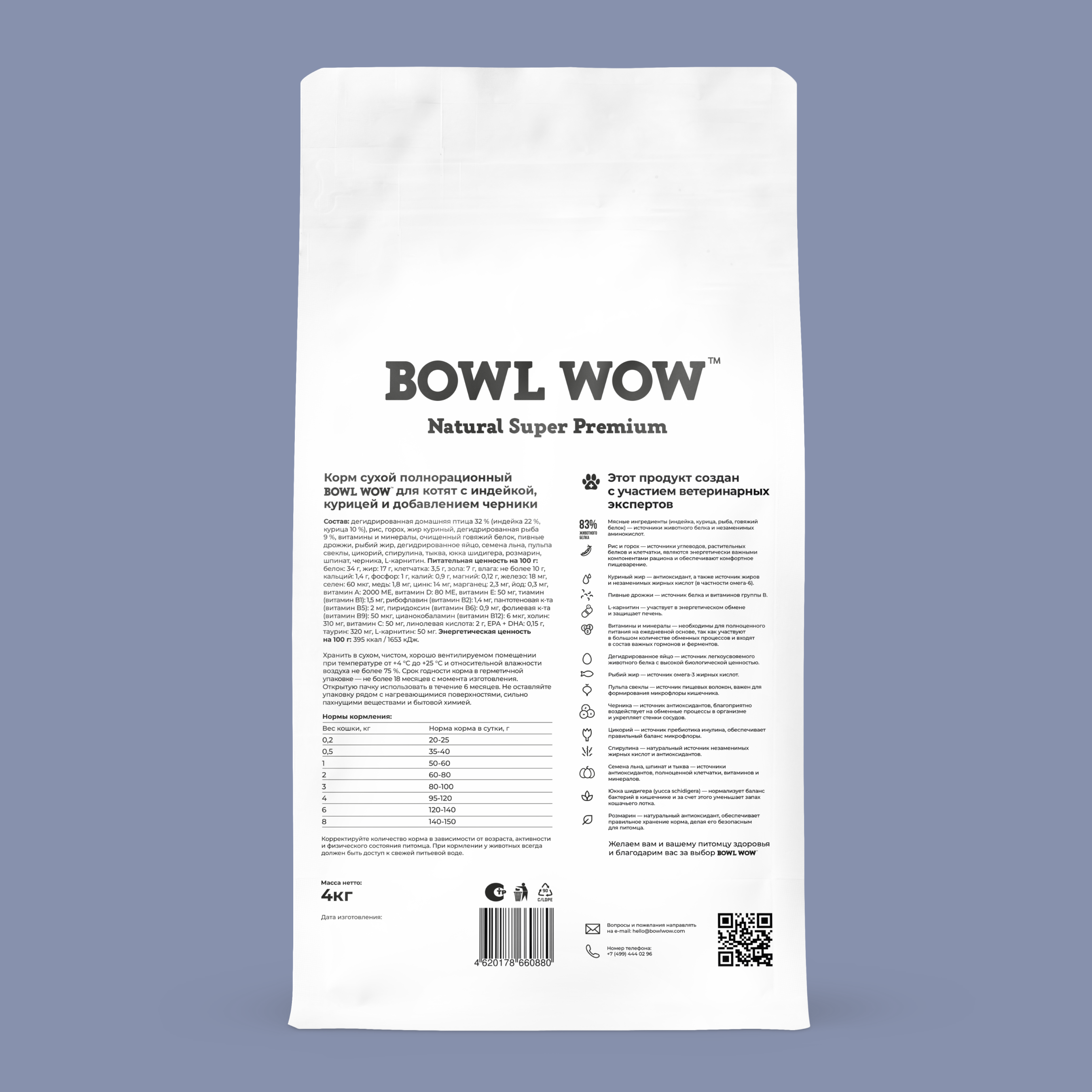 Bowl Wow корм для котят, с индейкой, курицей и добавлением черники — купить  по доступной цене с доставкой