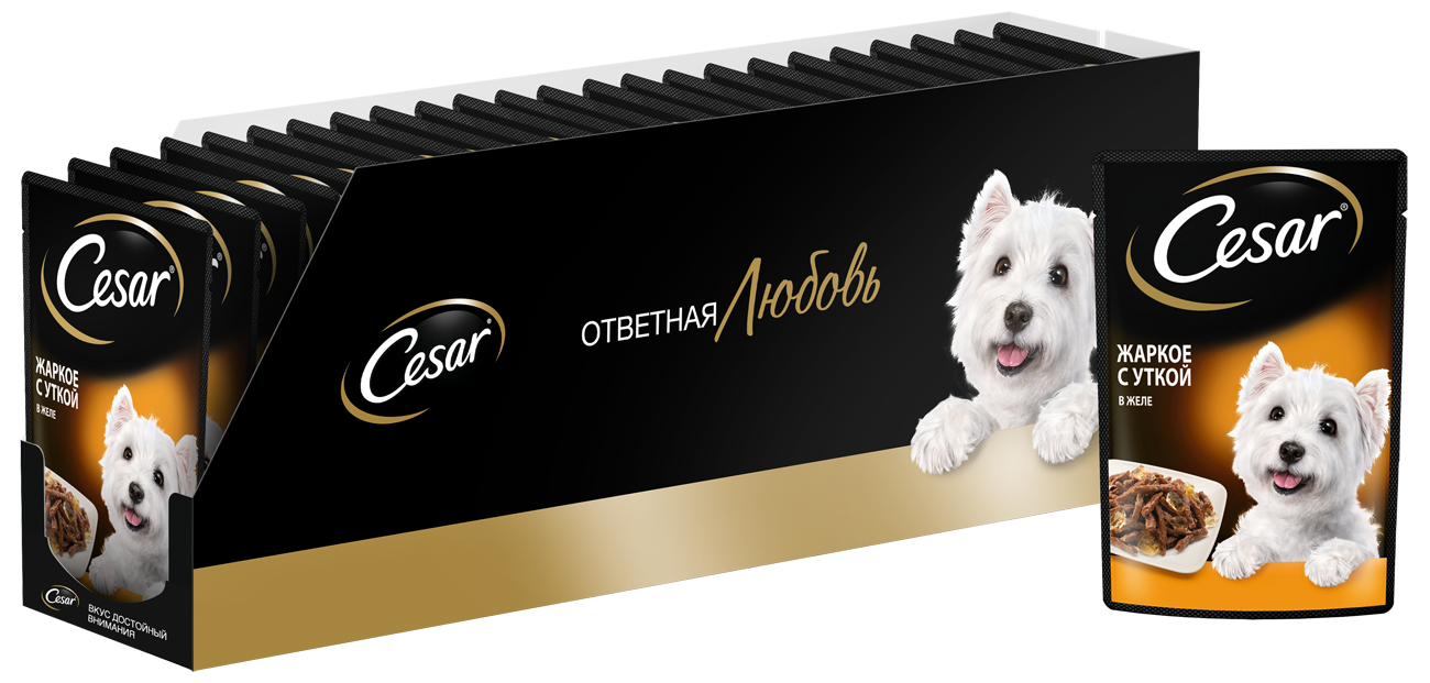 Cesar влажный корм для взрослых собак всех пород, жаркое с уткой (28шт в уп) (85 гр)