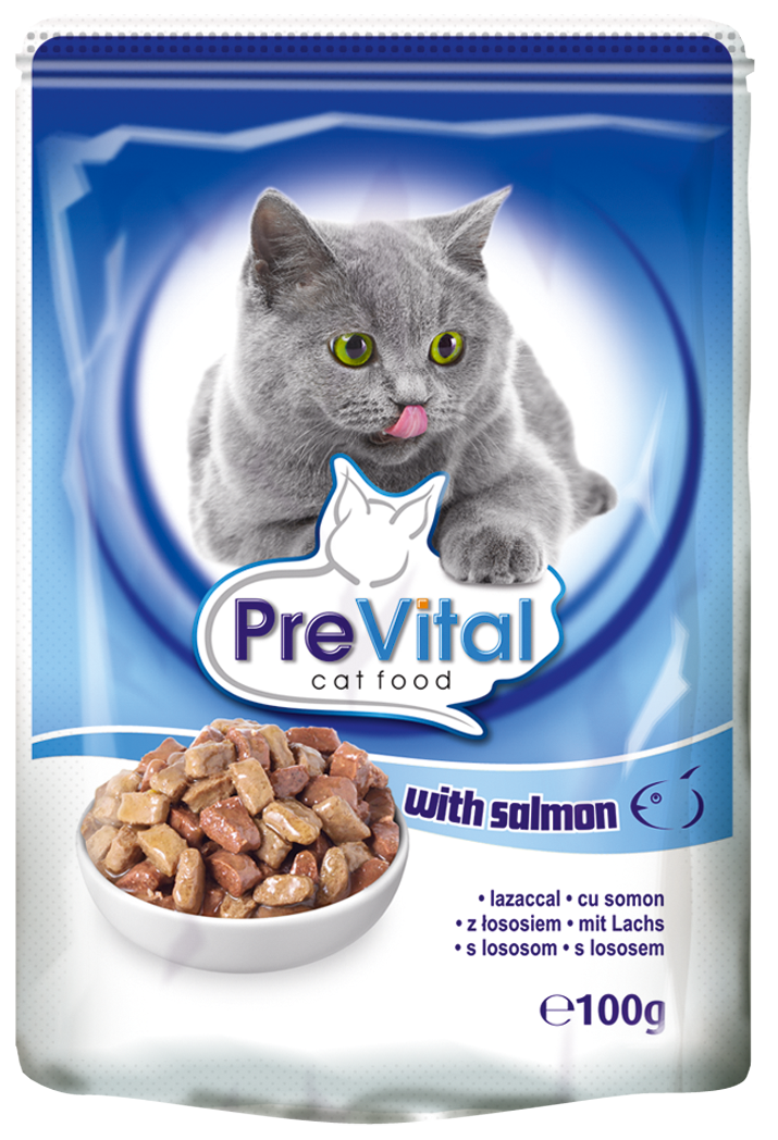 Prevital консервы для взрослых кошек всех пород, с лососем в соусе