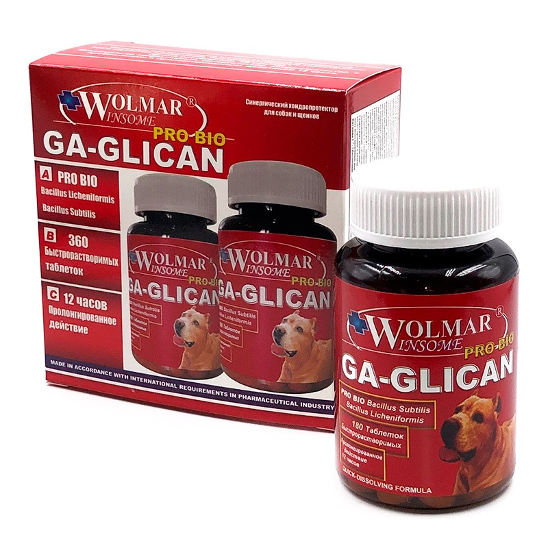 Wolmar Winsome Pro Bio Ga-Glican хондропротектор для взрослых собак и щенков 360 таблеток