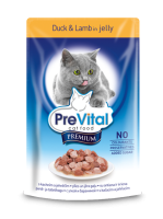 Prevital консервы для взрослых кошек всех пород, с уткой ягненком в желе
