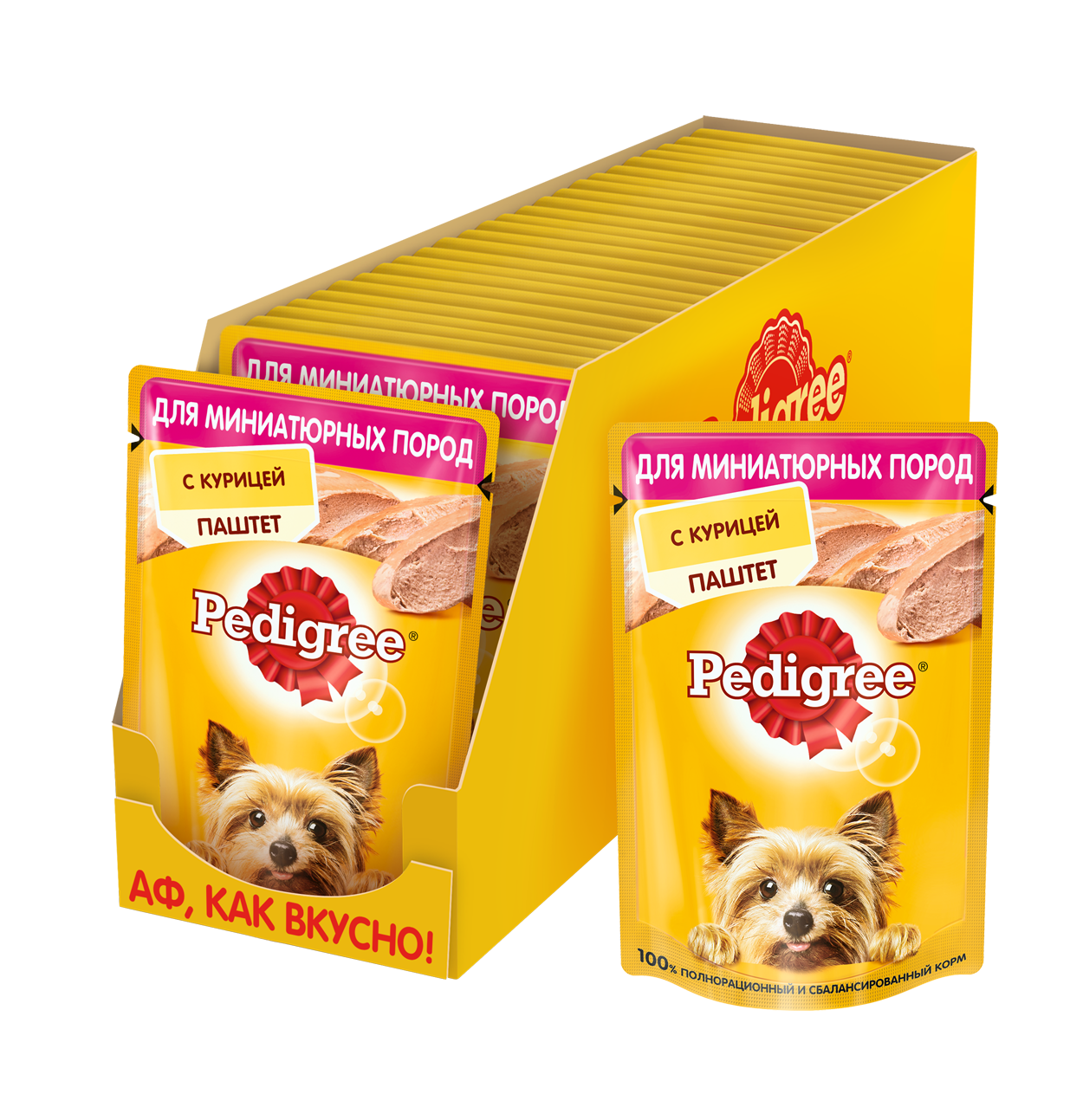 Pedigree влажный корм для взрослых собак миниатюрных пород, паштет из курицы (24шт в уп) (80 гр)