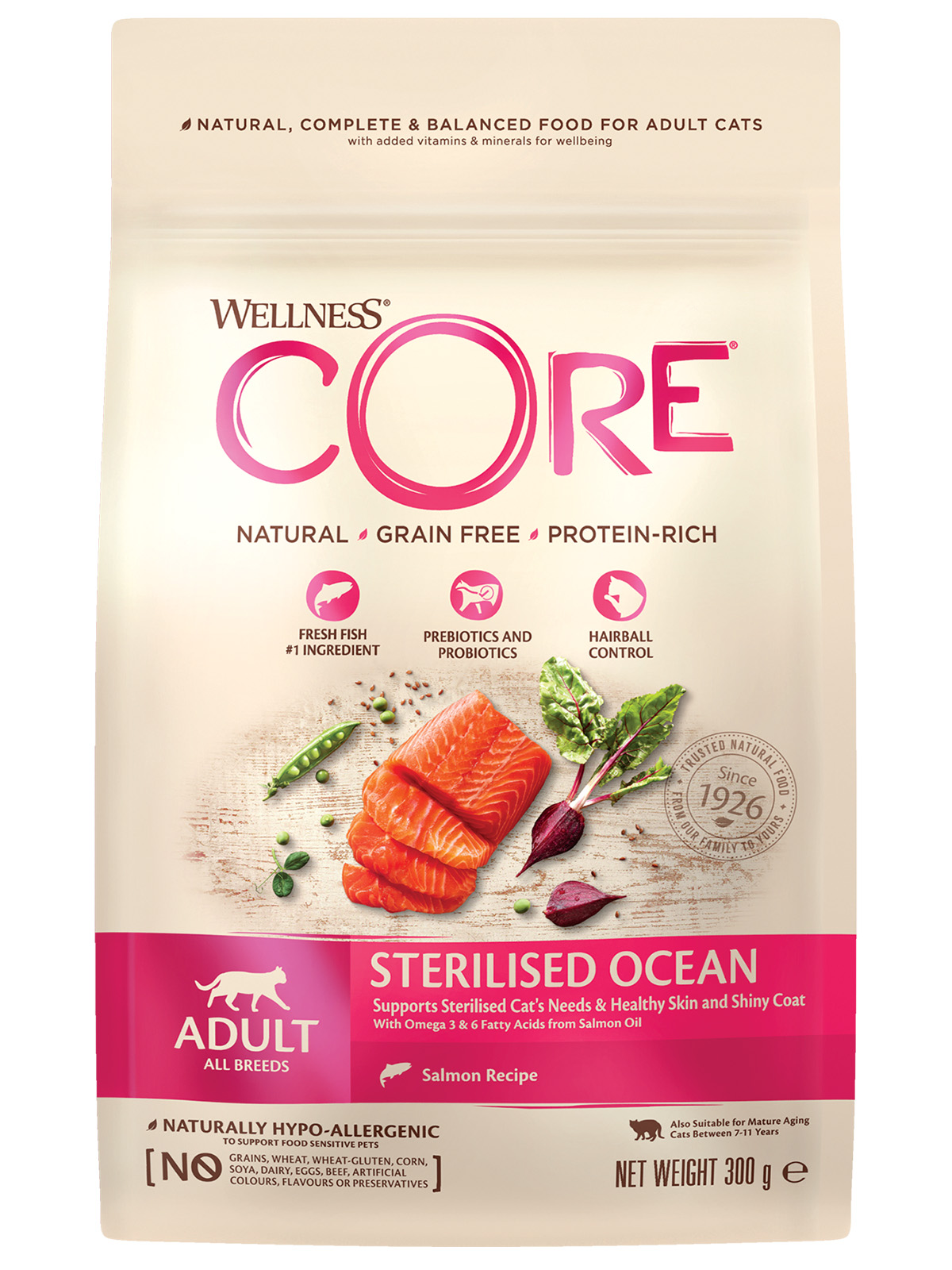 CORE корм для кастрированных котов и кошек с лососем (300 гр)