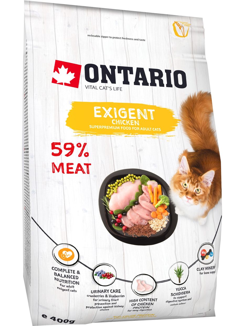 Ontario корм для требовательных кошек, с курицей (400 гр)