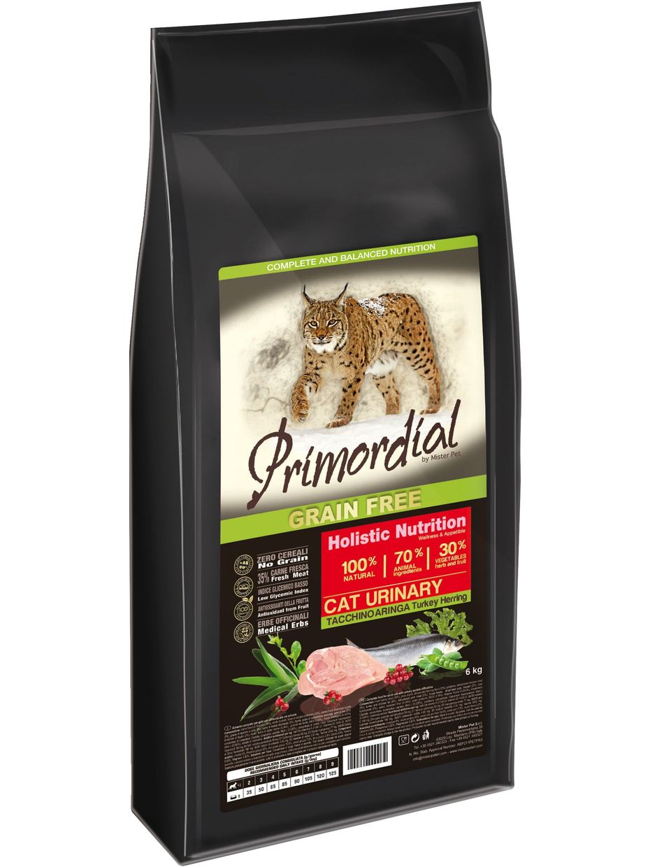 Primordial корм для кошек, беззерновой, для профилактики МКБ с индейкой и сельдью (6 кг)