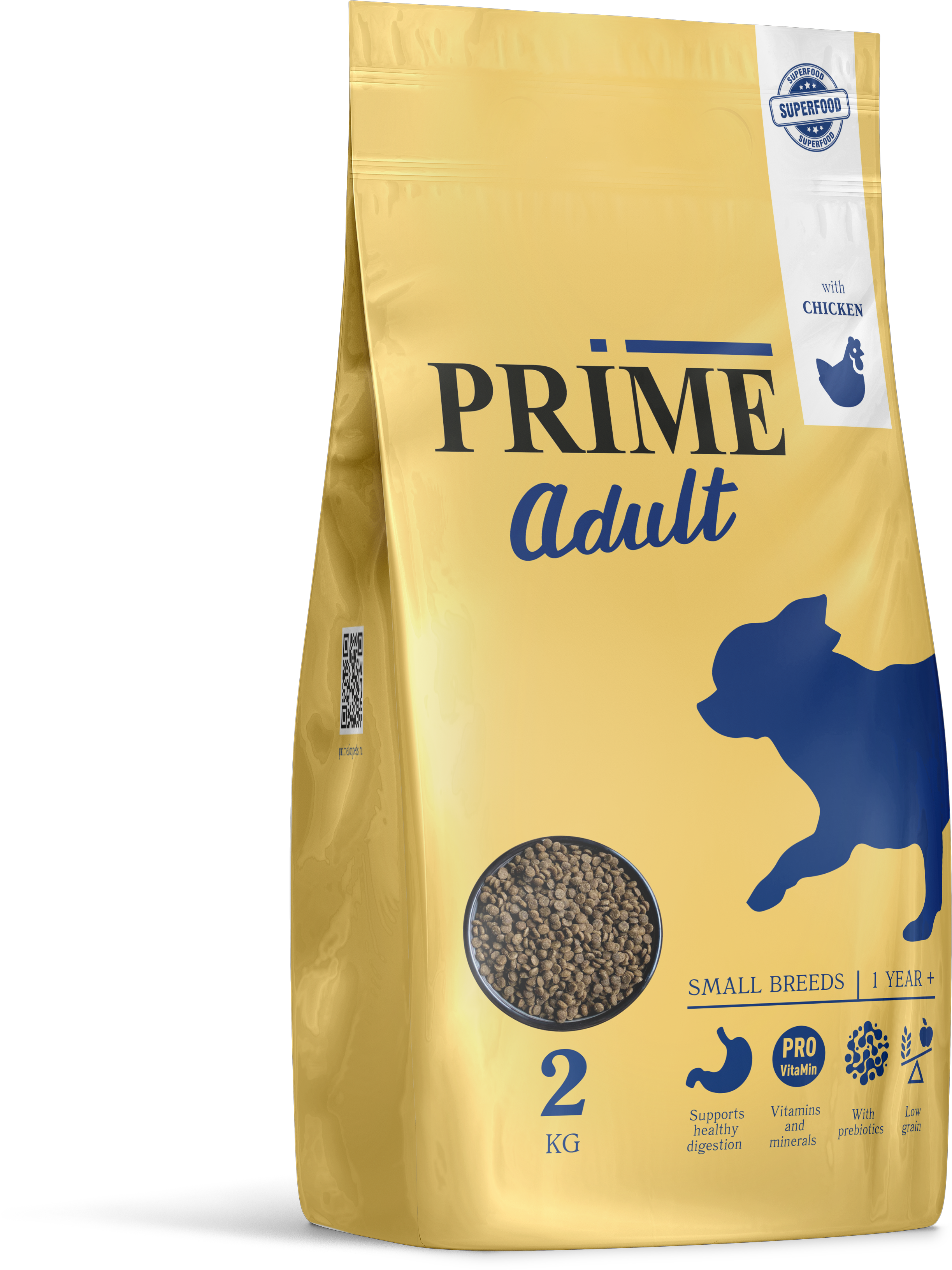 137.1.2526    PRIME ADULT SMALL курица 2кг дсобак мелких пород с 1г (уп5)