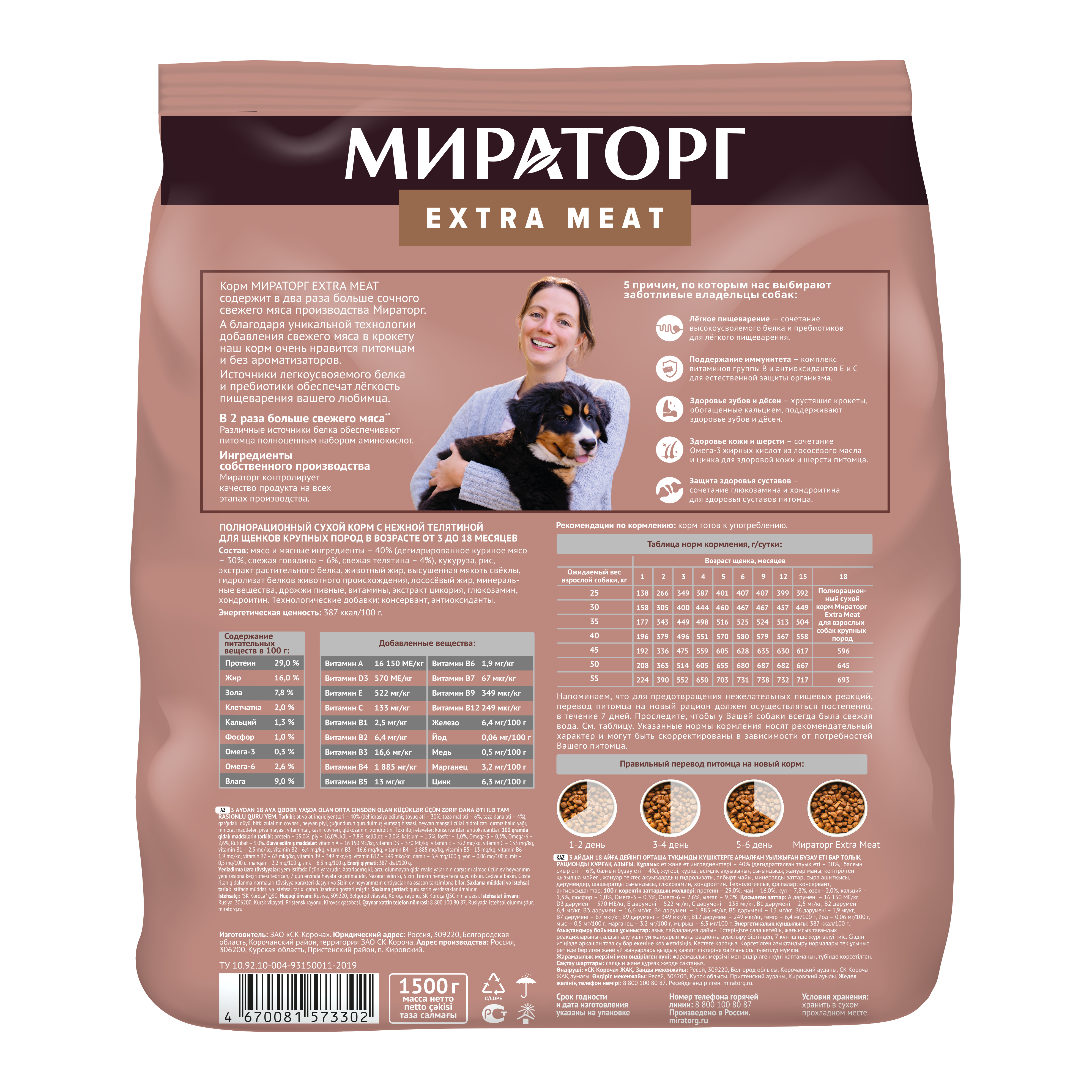 Extra Meat крупные щенки 1,5 кг (back)