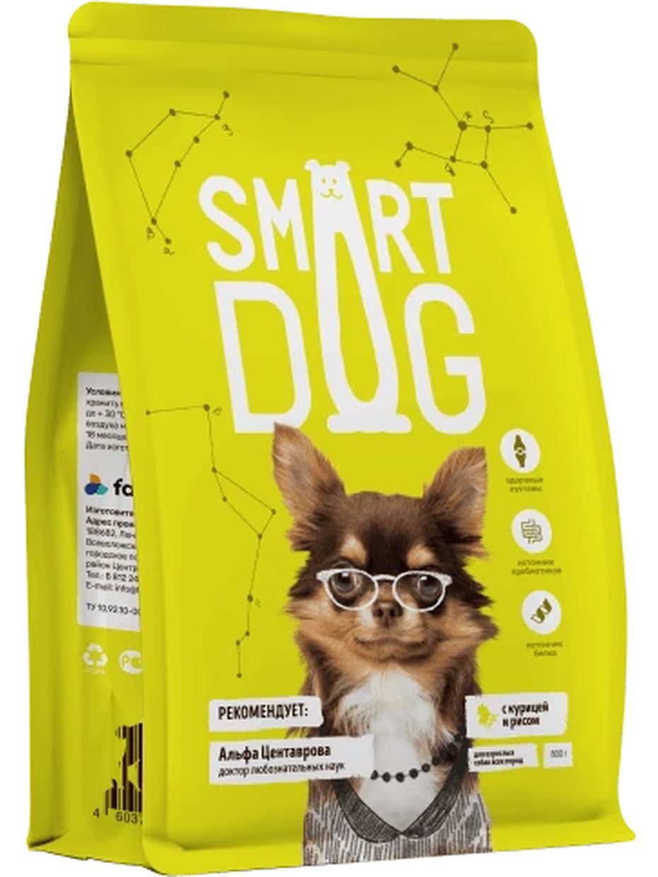 Smart Dog корм для собак, курица, с рисом (3 кг)
