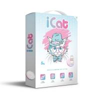 171.012 iCAT Комкующийся белый наполнитель  с ароматом детской присыпки, 5 кг, Греция