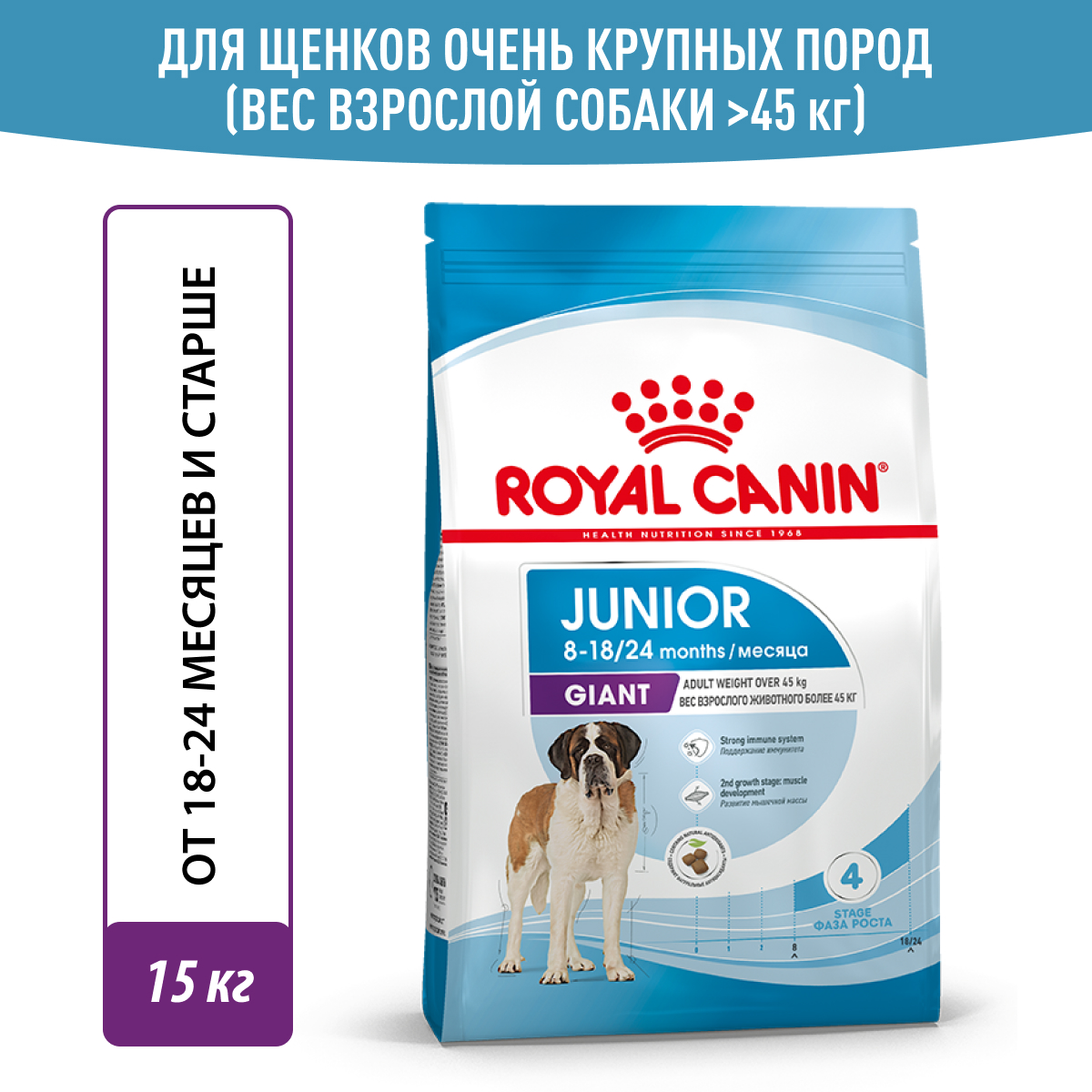 Сухой корм ROYAL CANIN GIANT JUNIOR для щенков крупных пород (15 кг)