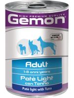 Gemon влажный корм для взрослых собак всех пород, контроль веса, паштет из тунца (24шт в уп)