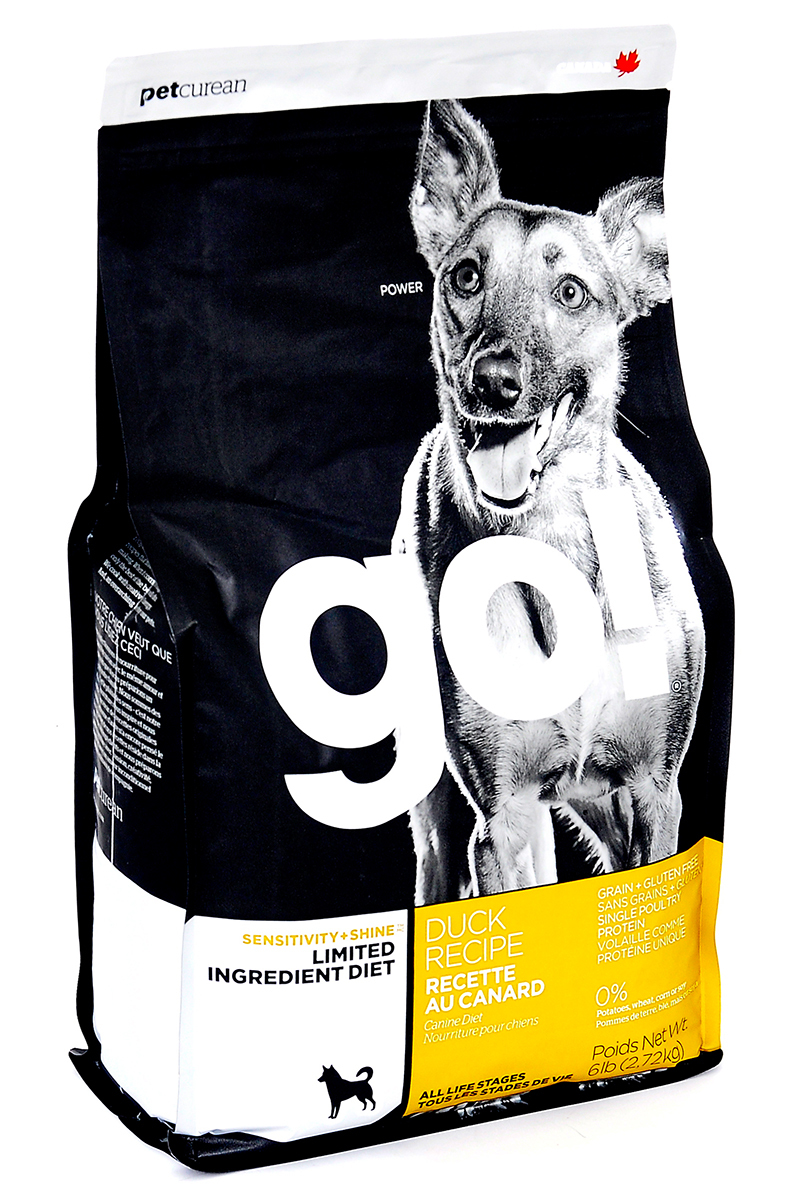 GO! Корм для щенков и взрослых собак всех пород, деликатное пищеварение, свежая утка