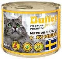 Buffet консервы для взрослых кошек всех пород, паштет с курицой