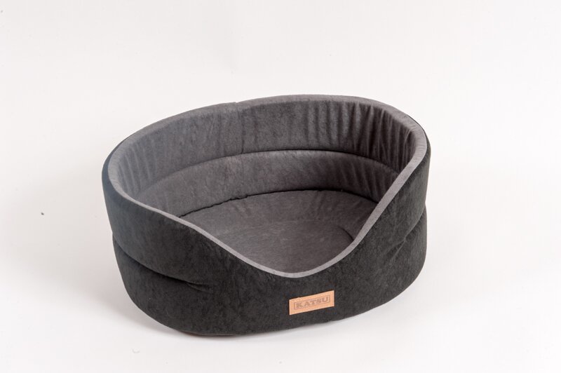 Katsu Лежак Suedine овальный, черный/серый