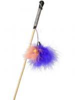 GoSi Махалка Перо на веревке этикетка картон с еврослотом дразнилка для кошек дерево синий