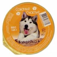 Собачье Счастье консервы для взрослых собак малых пород, индейка