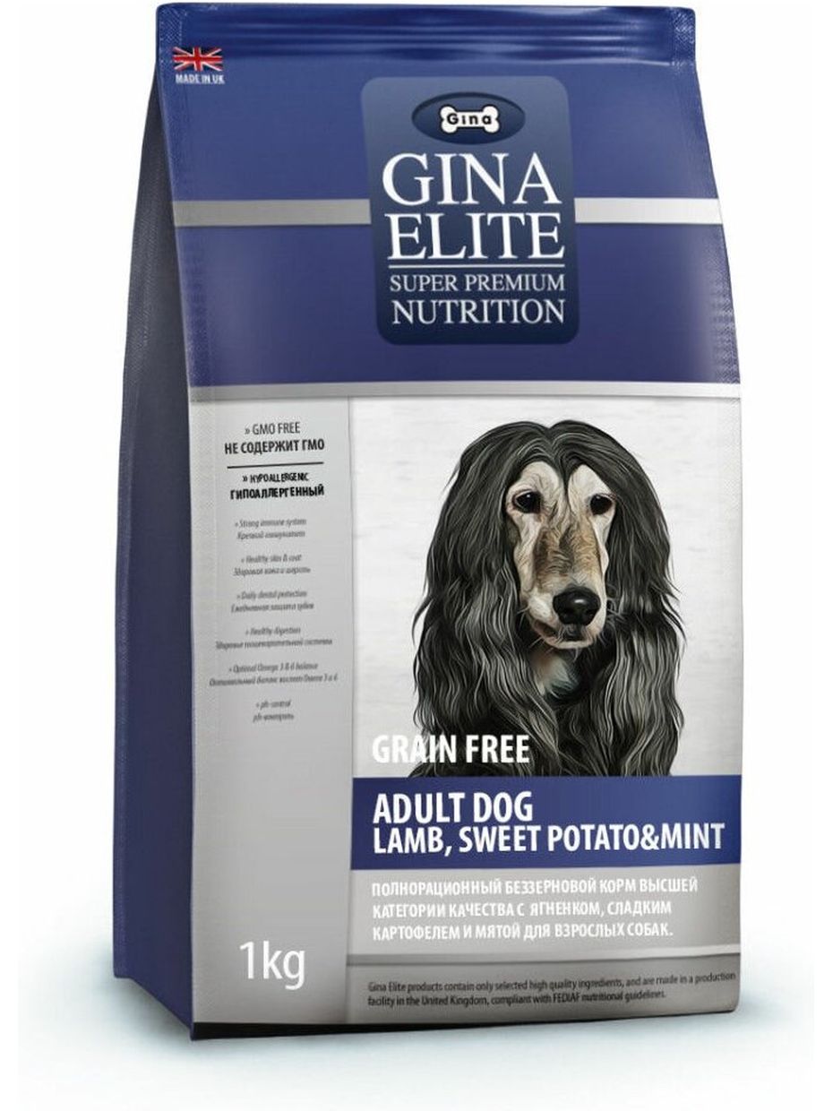 Gina Elite корм для собак, беззерновой, ягненок, с картофелем, с мятой (1 кг)