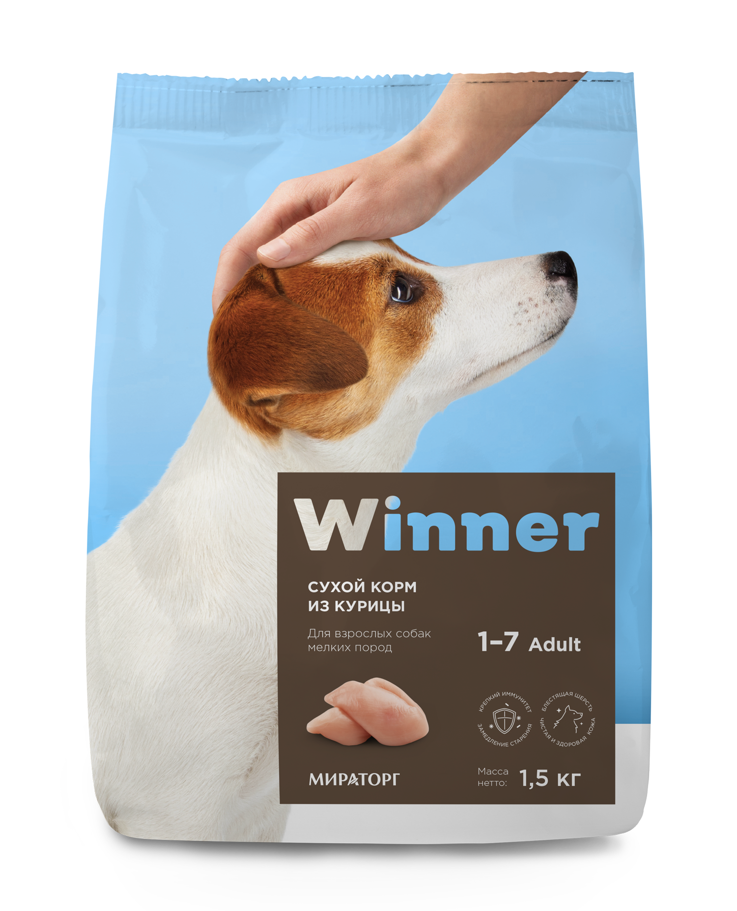 Winner корм для взрослых собак малых пород, курица