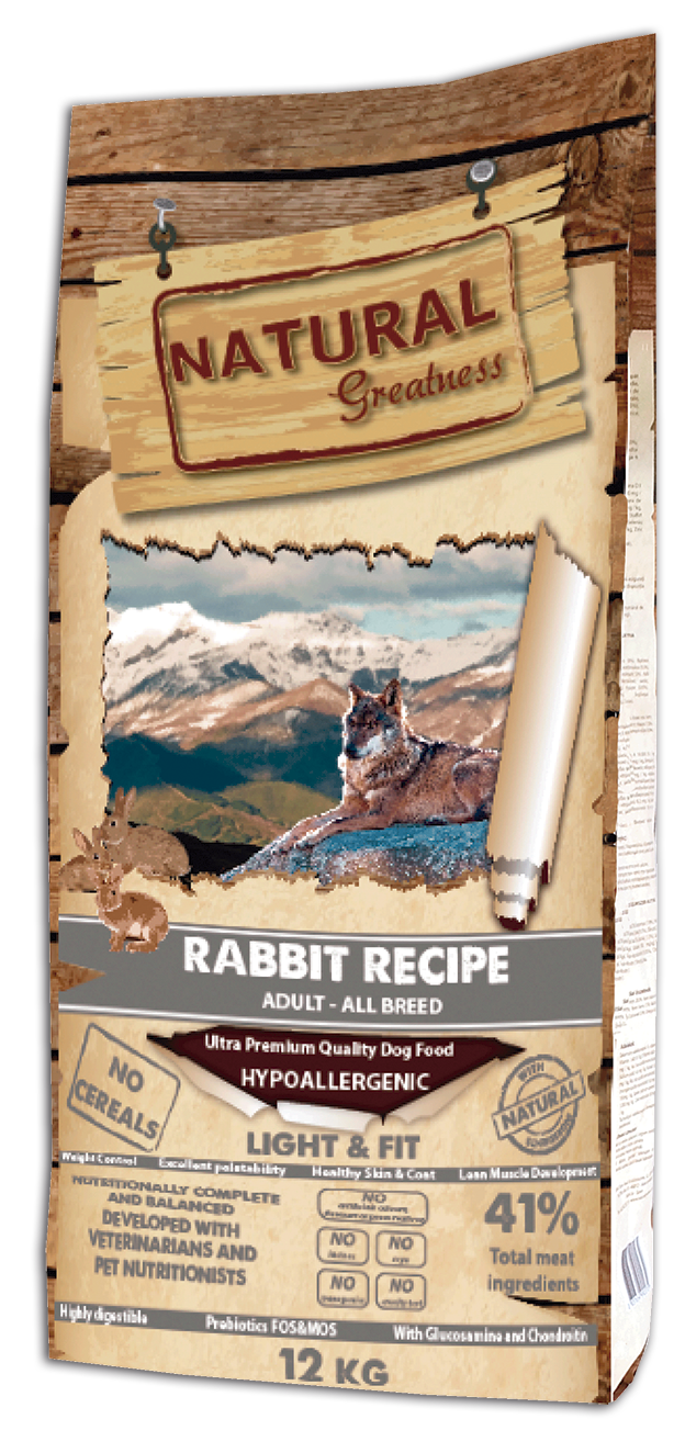 Natural Greatness гипоаллергенный корм для взрослых собак всех пород, контроль веса, кролик