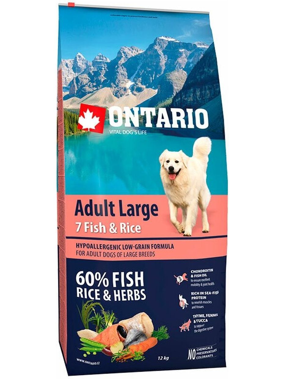Ontario корм для собак крупных пород, лосось (12 кг)