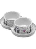 Pride MODERNA Trendy Dinner двойная пластиковая Влюбленные кошки миска для кошек пластик