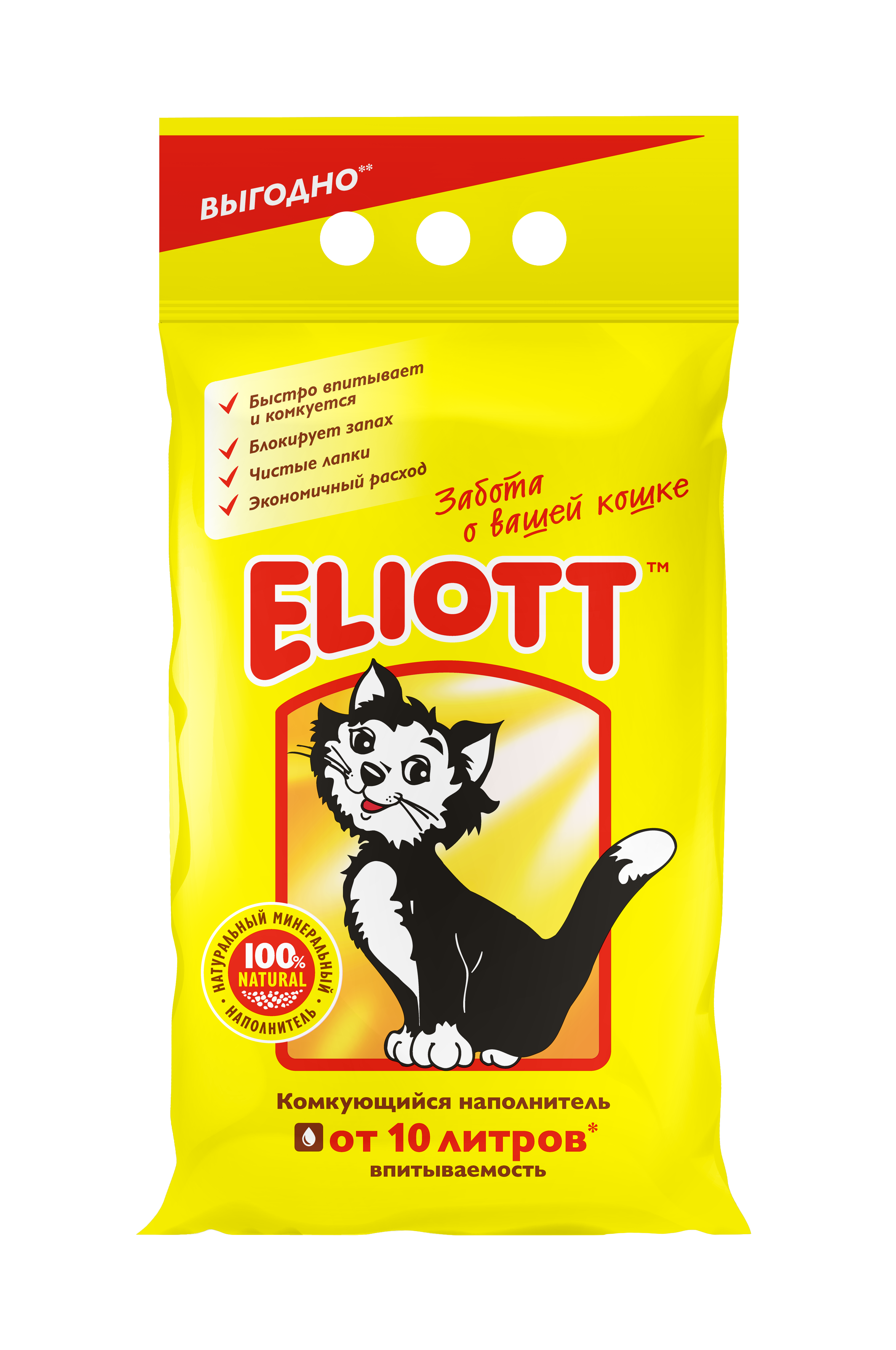Eliott наполнитель для кошачьего туалета минеральный комкующийся (10 л)