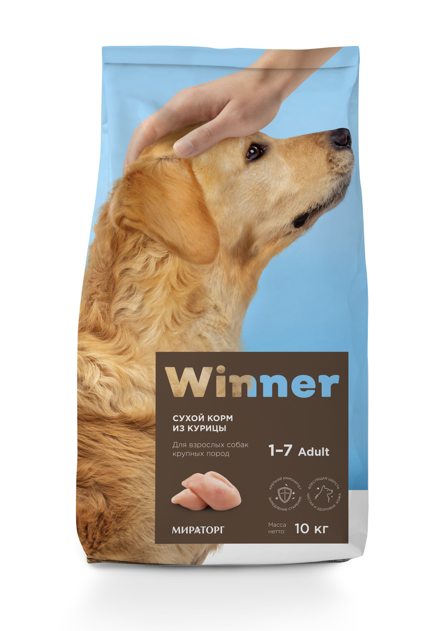 Winner корм для взрослых собак крупных пород, курица