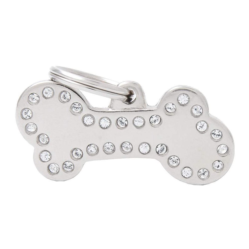 MY FAMILY Адресник CHIC со Стразами Косточка Большой (металик)