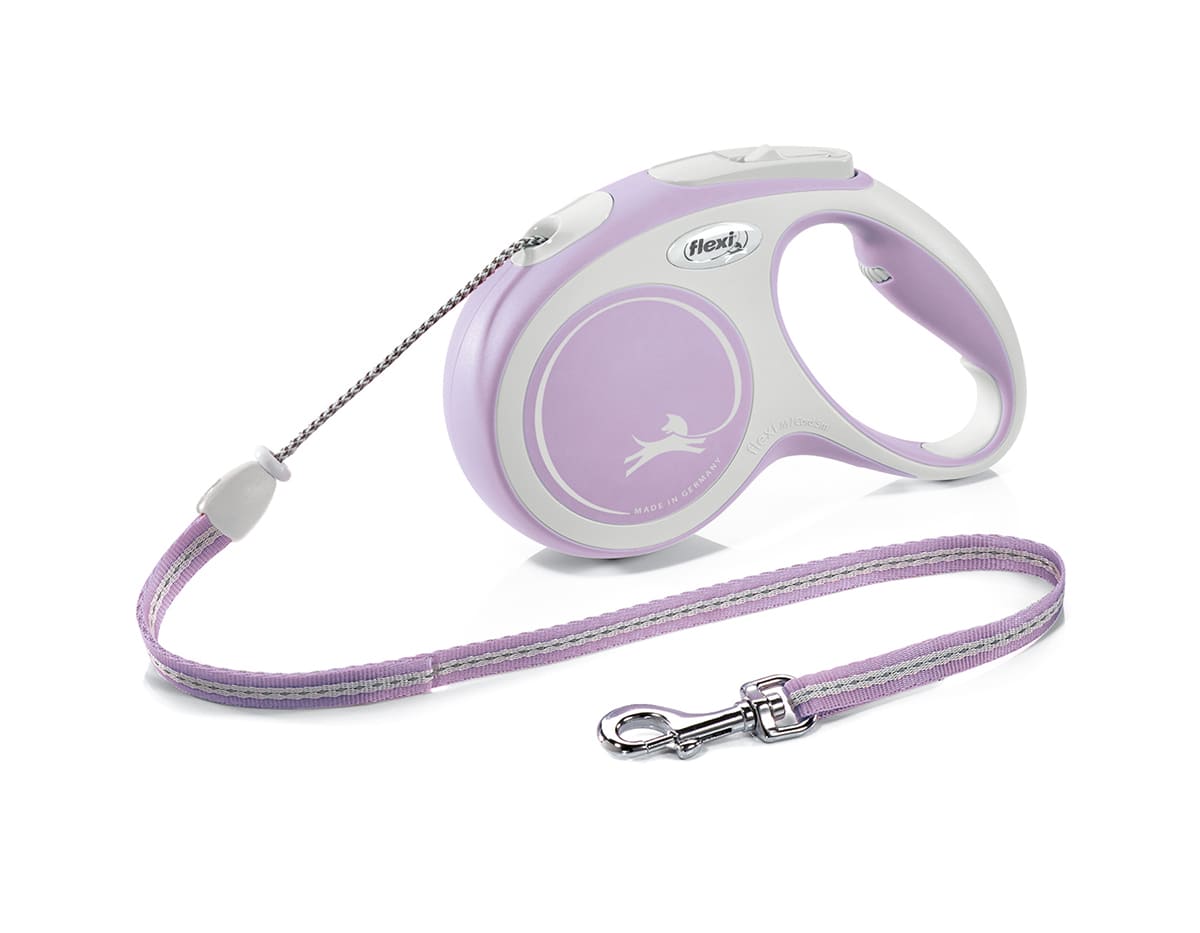 Flexi New Line Comfort рулетка-трос, размер M, для собак весом до 20 кг, 5 м (серая/розовая)