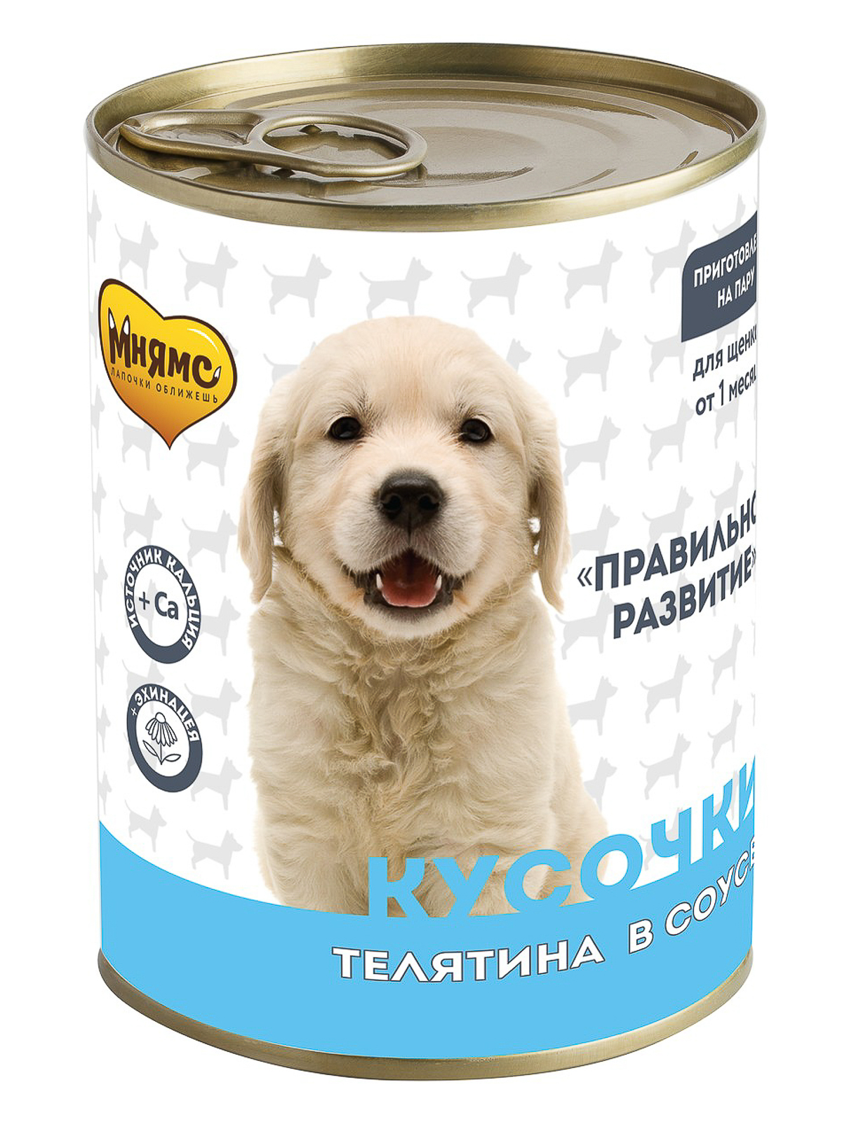 Мнямс Правильное Развитие влажный корм для щенков всех пород, телятина, кусочки в соусе (12шт в уп) (400 гр)