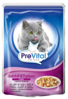 Prevital консервы для взрослых кошек всех пород, с кроликом и индейкой в желе