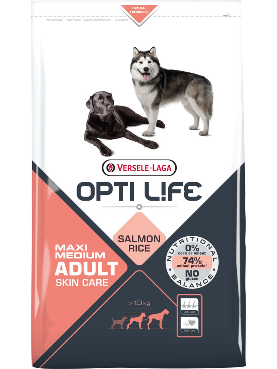 Opti Life корм для собак с чувствительной кожей, лосось и рис (1 кг)
