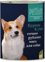 Petibon Smart рубленое мясо для собак с курицей и уткой