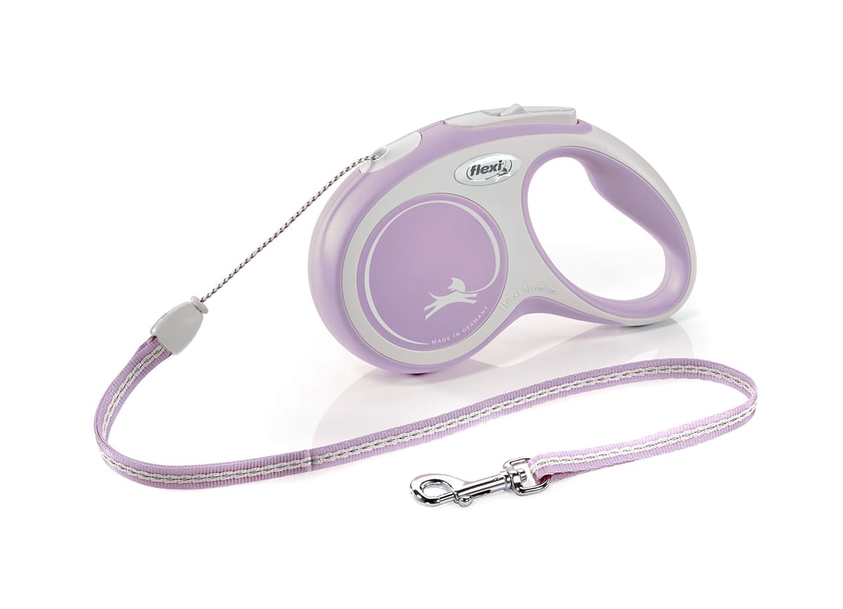 Flexi New Line Comfort рулетка-трос, размер S, для собак весом до 12 кг, 5 м (серая/розовая)