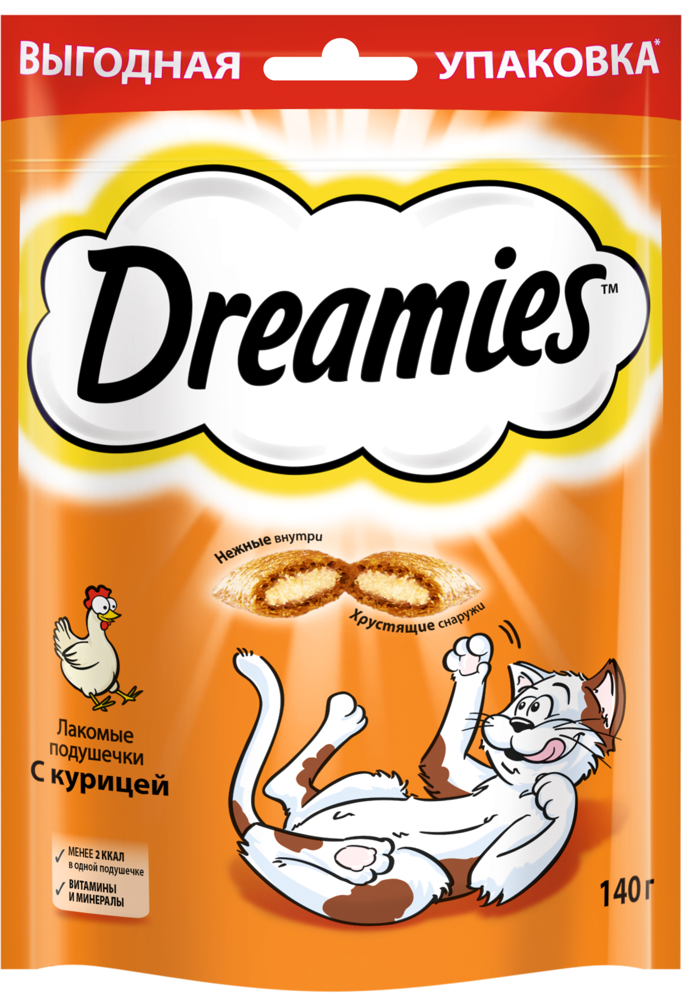 Dreamies лакомство для кошек, подушечки c курицей (140 гр)