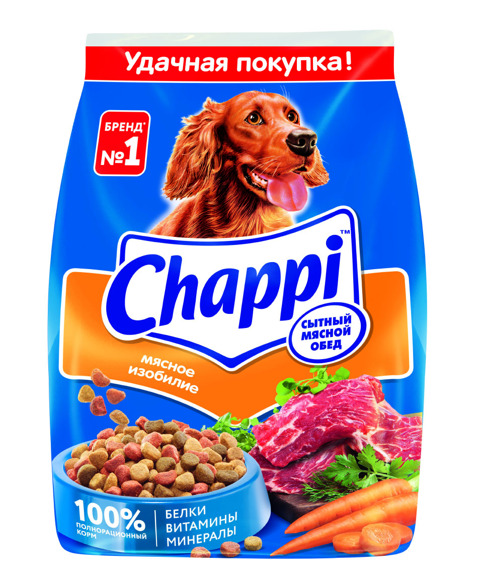 Chappi корм для взрослых собак всех пород, мясное изобилие — купить по  доступной цене с доставкой