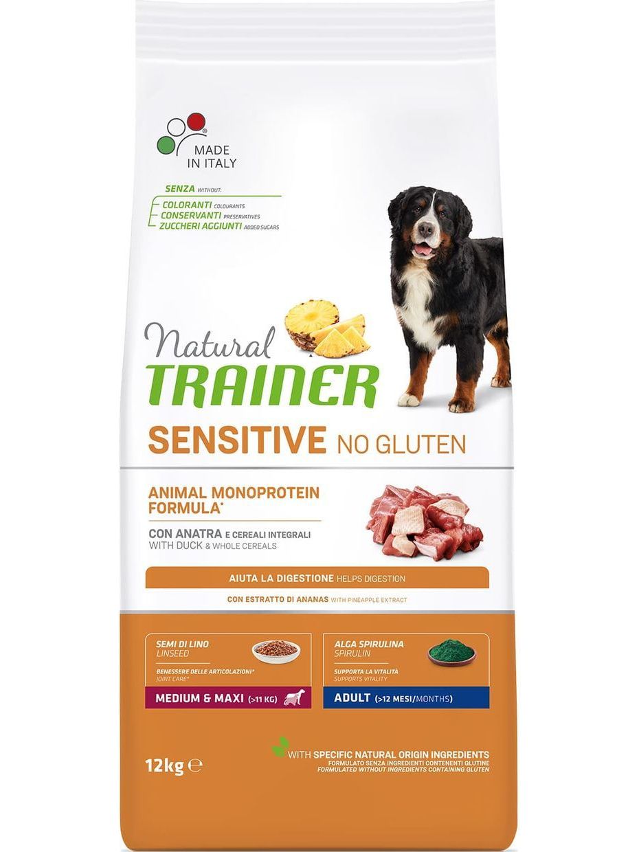 Trainer Natural корм для взрослых собак средних и крупных пород с чувствительным пищеварением, утка