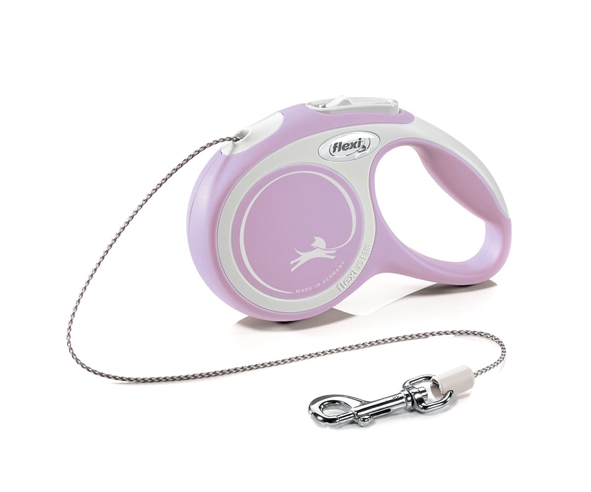 Flexi New Line Comfort рулетка-трос, размер XS, для собак весом до 8 кг, 3 м (серая/розовая)