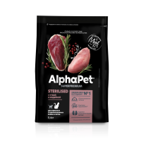 фронт Сухой корм AlphaPet для взр. стерил. кошек с уткой и инд. 0,4 кг