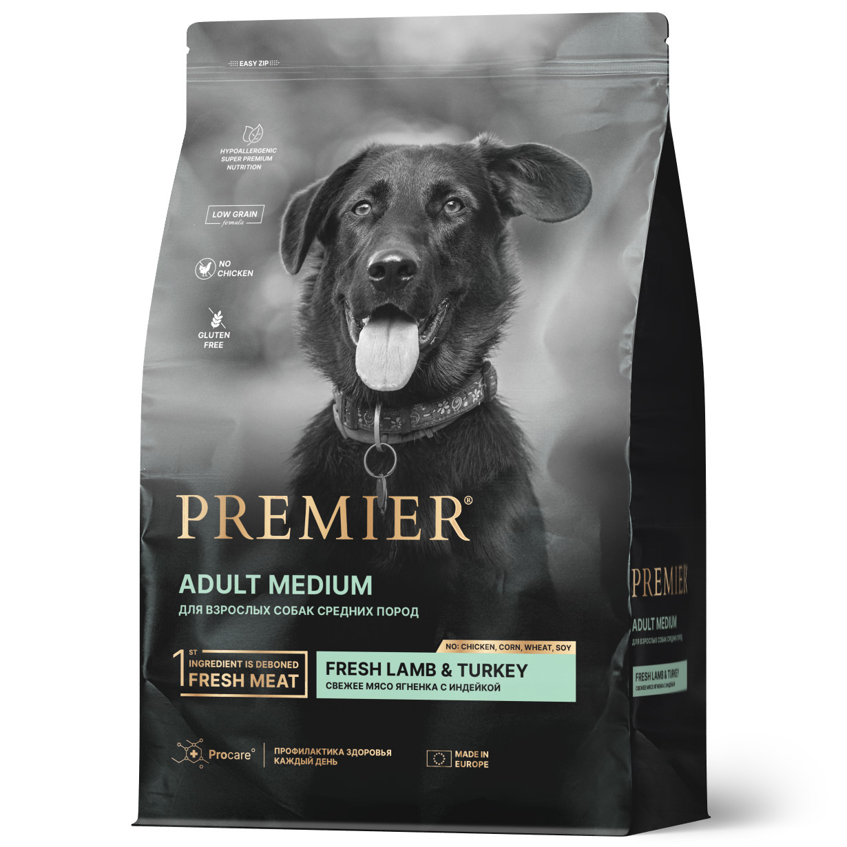 Premier Dog Lamb & Turkey Adult Medium 10 кг корм сухой ягненок и индейка для собак средних пород