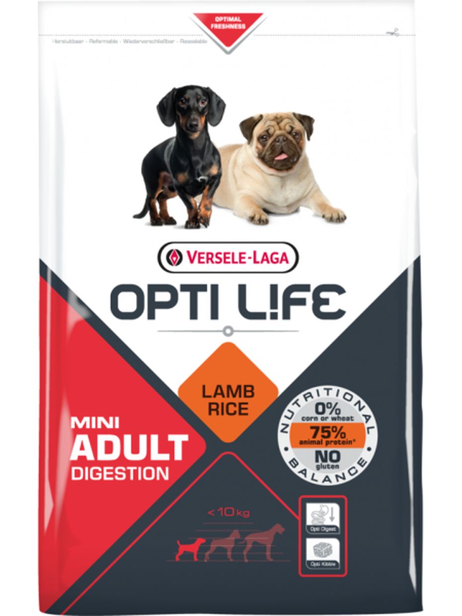 Opti Life корм для собак мелких пород с чувствительным пищеварением, ягненок и рис (2,5 кг)
