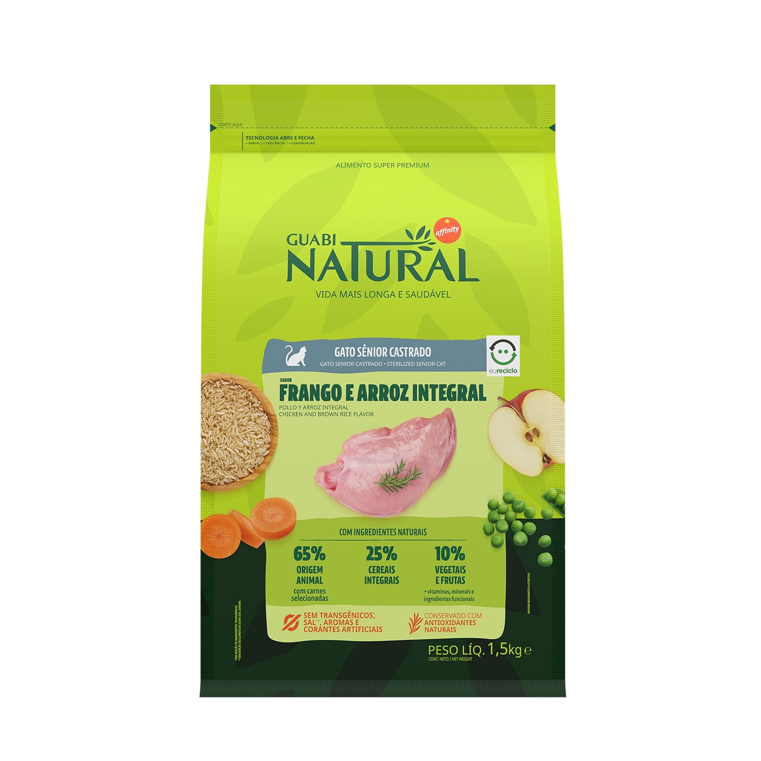 Guabi Natural корм для пожилых стерилизованных кошек, цыпленок и коричневый рис (1,5 кг)