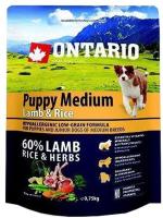 Ontario корм для щенков средних пород, ягненок и рис