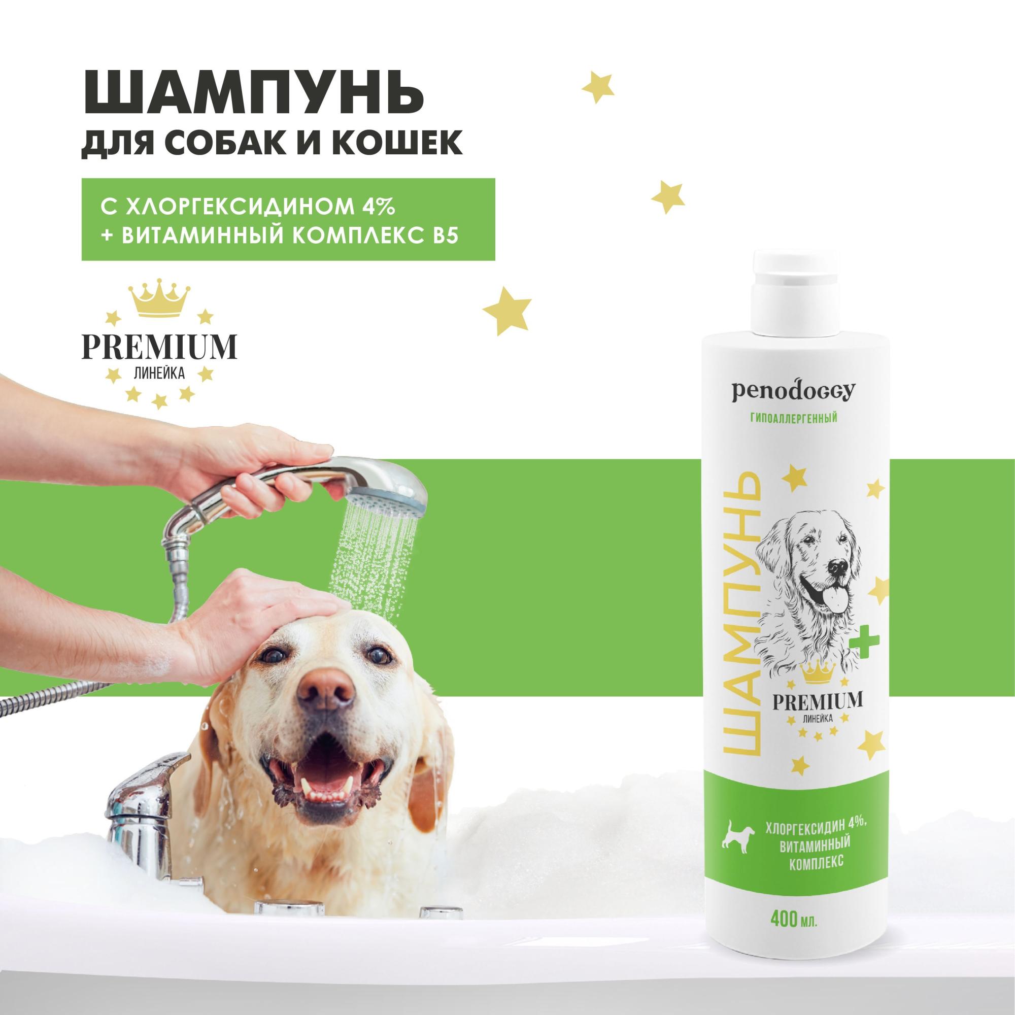 Penodoggy шампунь для собак и кошек, с хлоргексидином 4%, витаминным  комплексом, гипоаллергенный — купить по доступной цене с доставкой