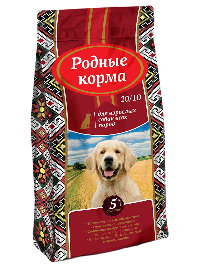 Родные Корма сухой корм для взрослых собак всех пород, курица